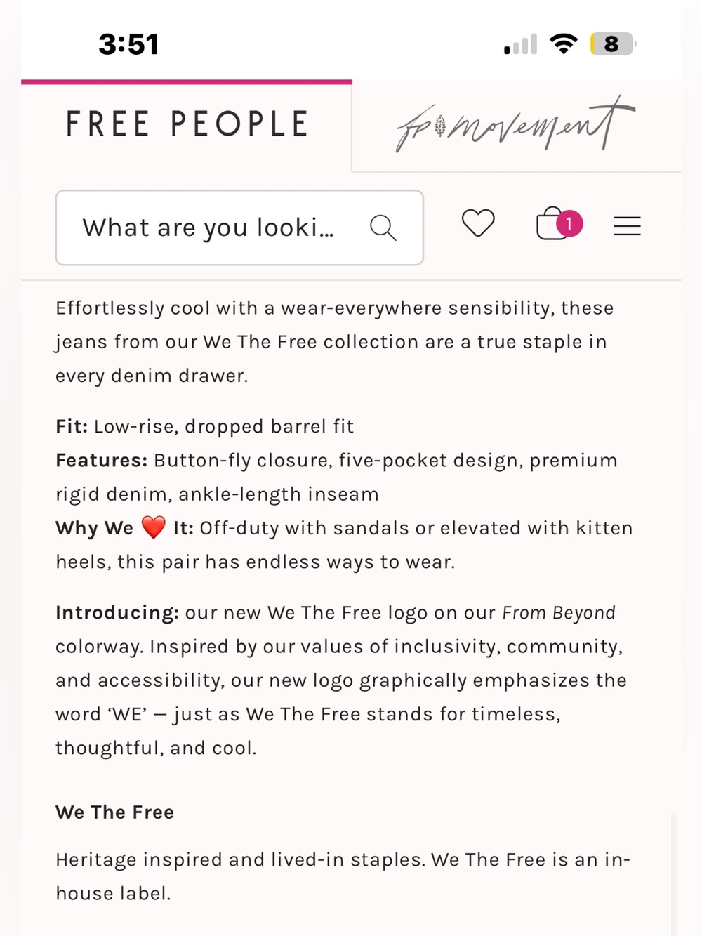 NWT FREE PEOPLE WE THE FREE Deep Trance Dropped Boyfriend | Chocolate Mousse - Picture 5 of 10